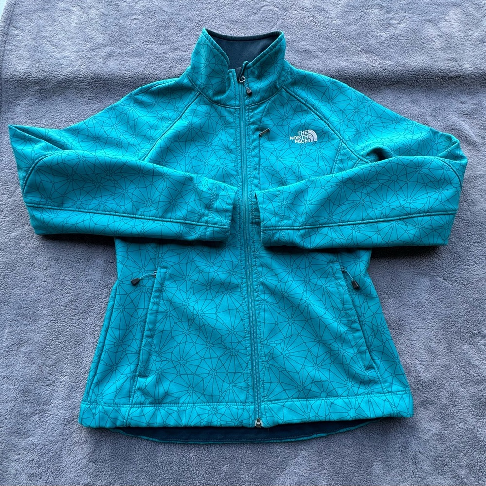 The North Face Jacket Womens Small Blue Geometric Water Wind Resistant Fleece